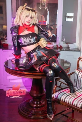 日本性感蘿莉Byoru絕區零柏妮思主題性感紅色情趣內衣配黑皮長襪秀豐滿身材誘惑寫真57P